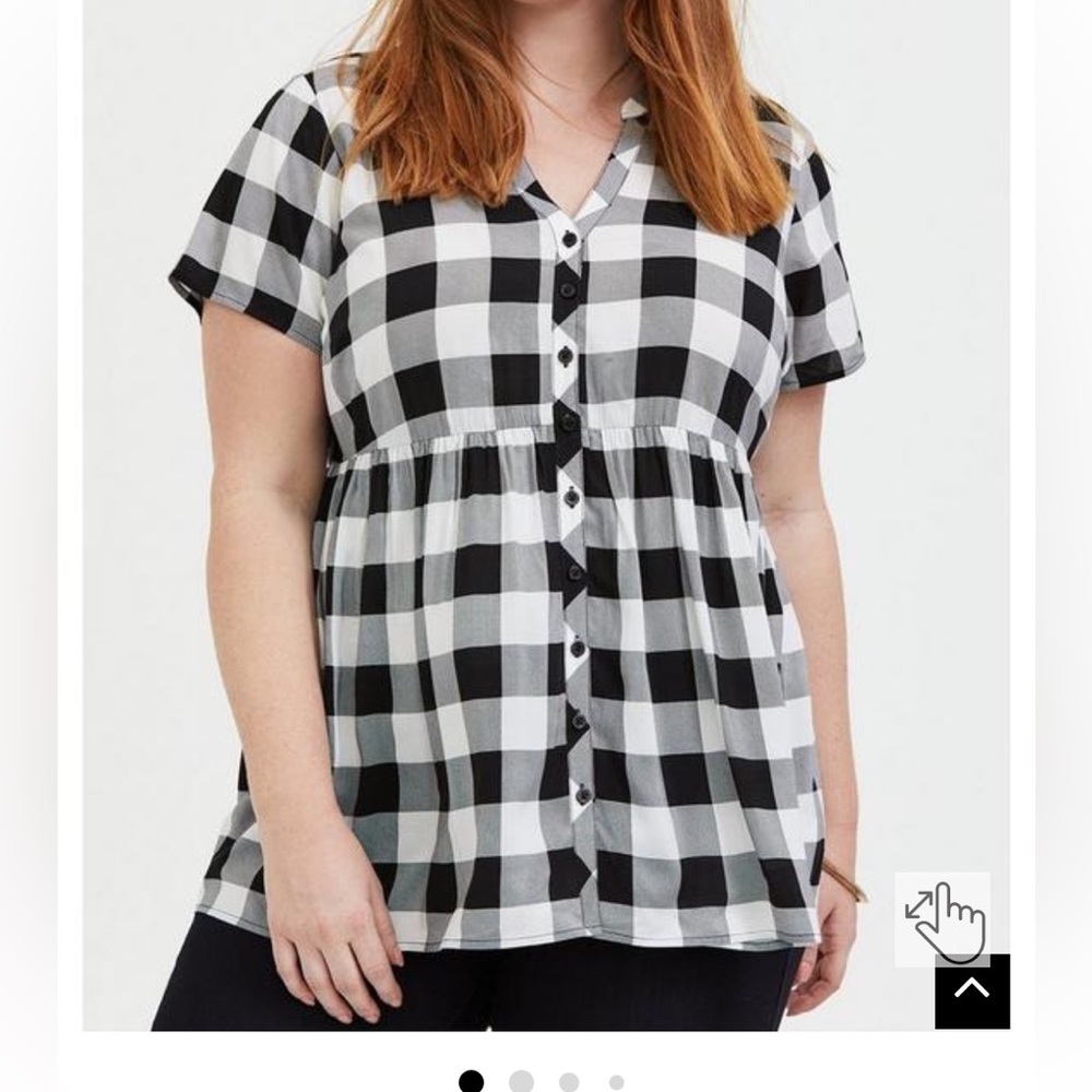 Torrid black and white plaid babydoll top
